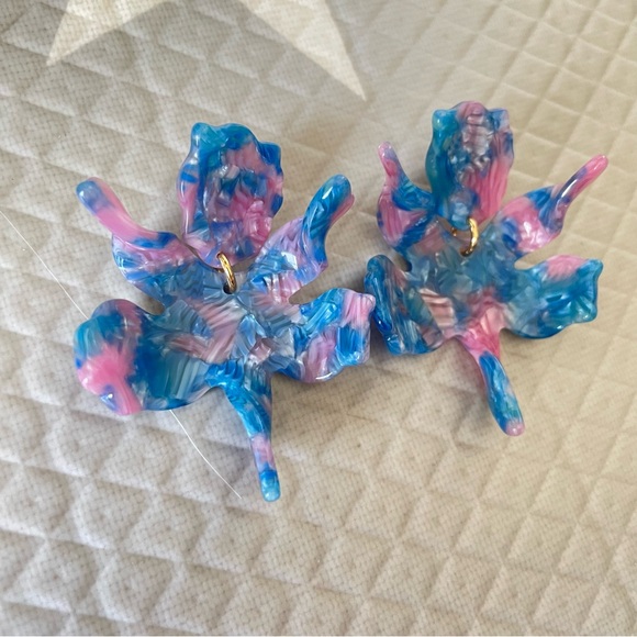 Lele Sadoughi COTTON CANDY SMALL PAPER LILY Drop Earrings New - Picture 9 of 10
